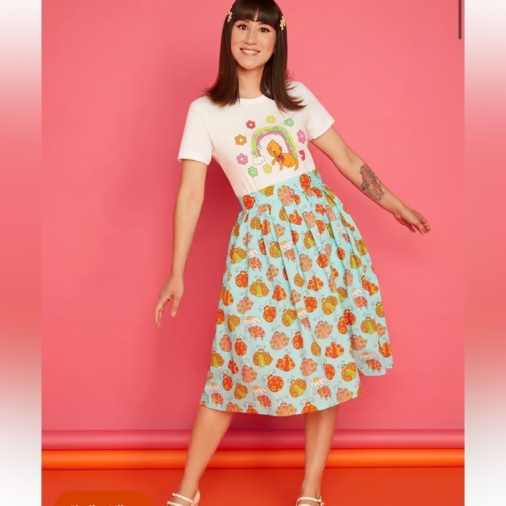 ModCloth x Marisol Muro My ladybugs Swing Skirt Size 0